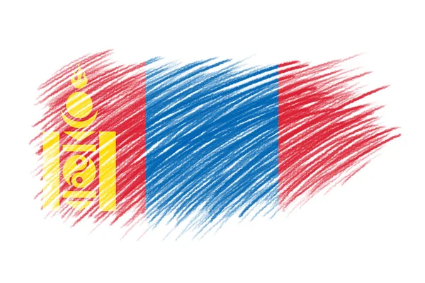 Flagge Der Mongolei Auf Pinsel Hintergrund Vintage Stil — Stockfoto