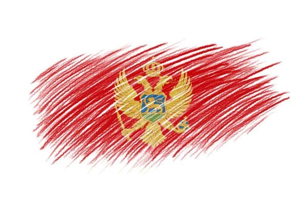 Flagge Von Montenegro Auf Pinsel Hintergrund Vintage Stil — Stockfoto