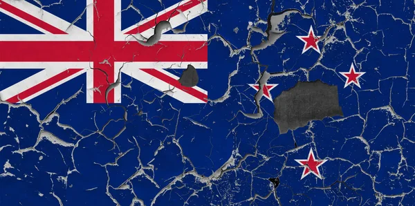 Bandera Nueva Zelanda Sobre Viejo Fondo Pared Piedra —  Fotos de Stock