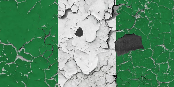 Zászló Nigéria Egy Régi Fal Háttér — Stock Fotó