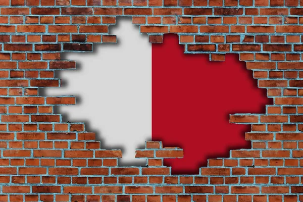 Прапор Мальти Зруйнованою Старою Кам Яною Стіною — стокове фото