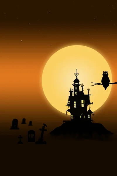 Illustrazione Concetto Halloween Felice Fantasia Sfondo Arancione — Foto Stock