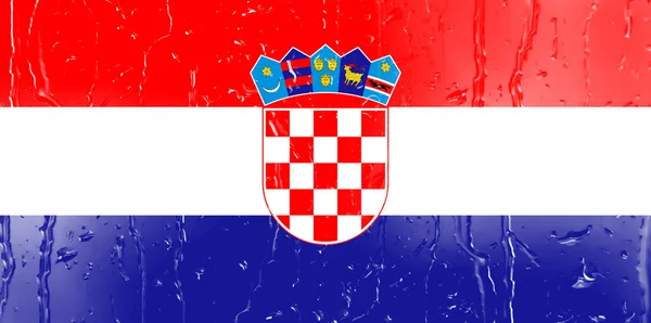 Flagga Kroatien Ett Glas Med Vatten Droppe Bakgrund — Stockfoto