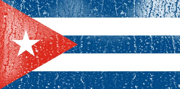 Bandera Cuba Sobre Vaso Con Fondo Gota Agua — Foto de Stock