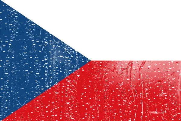 Σημαία Της Τσεχίας Ένα Ποτήρι Φόντο Σταγόνα Νερού — Φωτογραφία Αρχείου