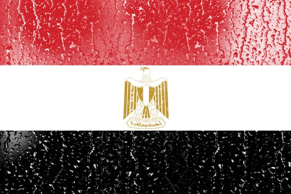 Vlag Van Egypte Een Glas Met Waterdruppel Achtergrond — Stockfoto