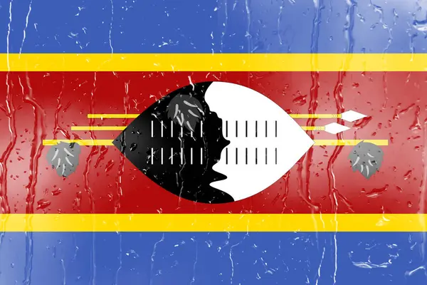 Flag Eswatini Glass Water Drop Background — Stock Photo, Image