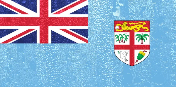 Zászló Fidzsi Egy Pohár Vízcsepp Háttér — Stock Fotó