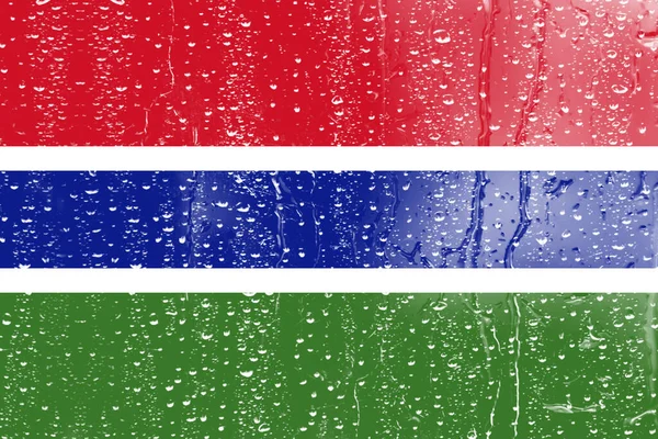 Flagga Gambia Ett Glas Med Vatten Droppe Bakgrund — Stockfoto