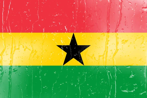 Флаг Ганы Фоне Капли Воды — стоковое фото