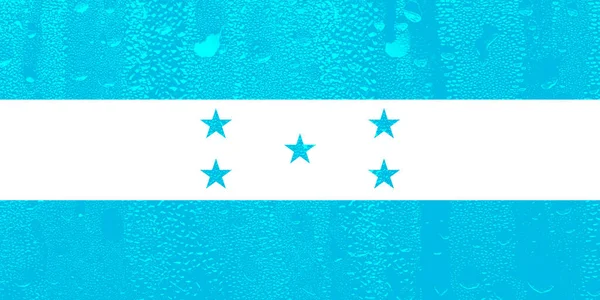Flagga Honduras Ett Glas Med Vatten Droppe Bakgrund Det Flagga — Stockfoto