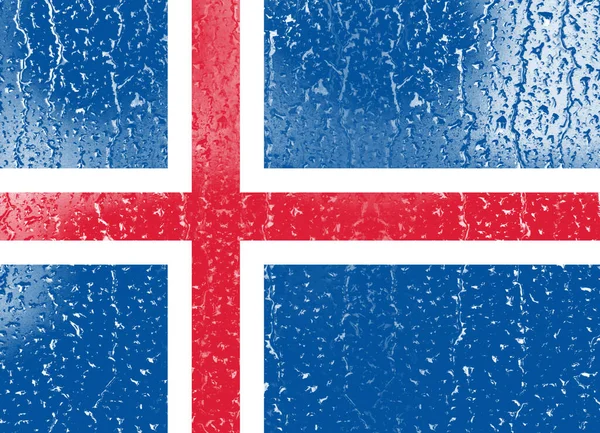 Σημαία Της Ισλανδίας Ένα Ποτήρι Φόντο Σταγόνα Νερού — Φωτογραφία Αρχείου