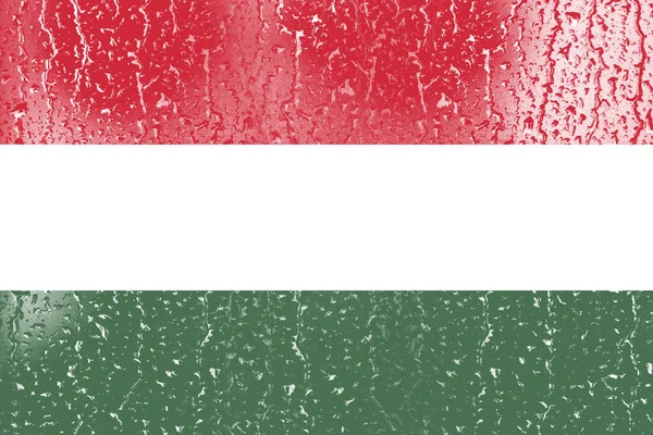 Zászló Magyarország Egy Pohár Vízcsepp Háttér — Stock Fotó