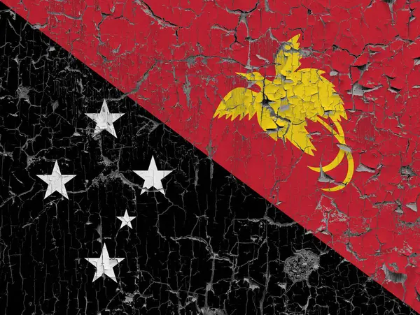 Bandiera Papua Nuova Guinea Vecchio Sfondo Muro Pietra — Foto Stock