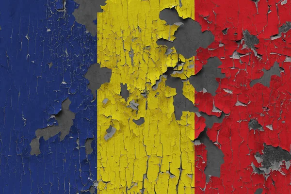 Σημαία Της Ρουμανίας Ένα Παλιό Πέτρινο Τοίχο Φόντο — Φωτογραφία Αρχείου