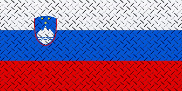 Bandera Eslovenia Sobre Fondo Pared Metal —  Fotos de Stock