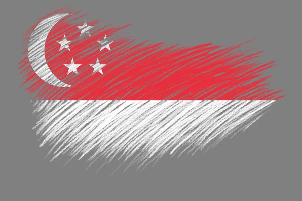 Bandera Singapur Estilo Vintage Cepillo Fondo — Foto de Stock