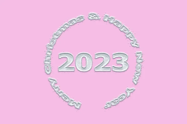 Ілюстрація Новорічна Концепція 2023 Року Текстовим Дизайном Снігу Фоні Кольору — стокове фото