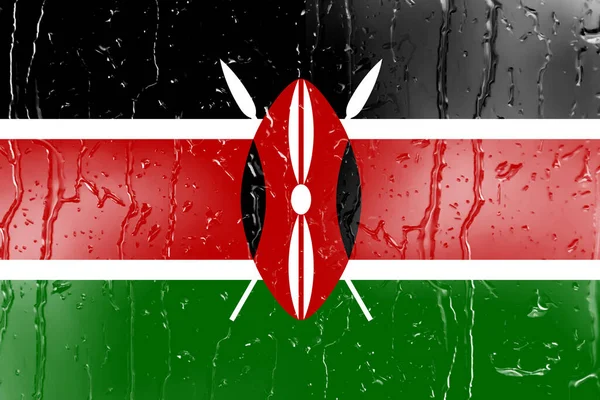 Flag Kenya Glass Water Drop Background — Stock Photo, Image