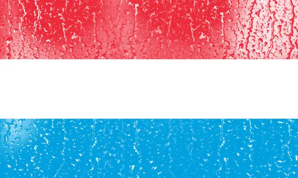 Bendera Luksemburg Pada Gelas Dengan Latar Belakang Tetesan Air — Stok Foto