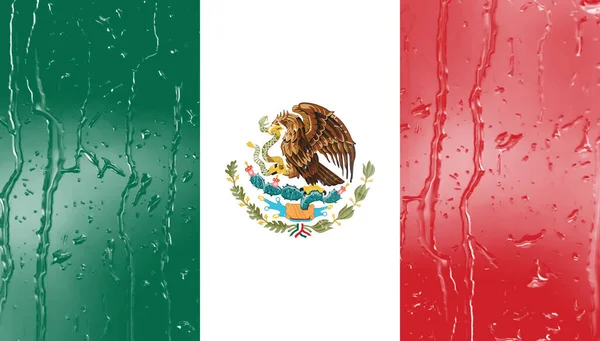 Σημαία Του Μεξικού Ένα Ποτήρι Φόντο Σταγόνα Νερού — Φωτογραφία Αρχείου