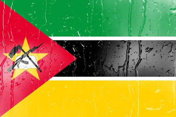 Bandera Mozambique Vaso Con Fondo Gota Agua — Foto de Stock