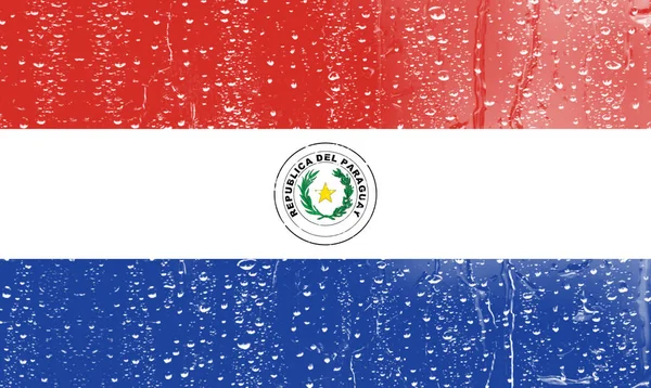 Flagga Paraguay Ett Glas Med Vatten Droppe Bakgrund — Stockfoto