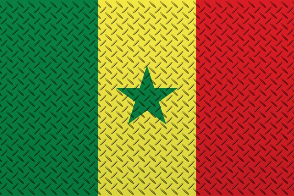 金属墙背景上的塞内加尔3D国旗 — 图库照片