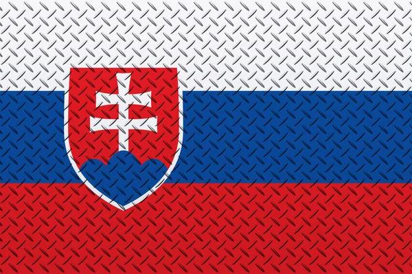 金属墙背景上的斯洛伐克3D国旗 — 图库照片
