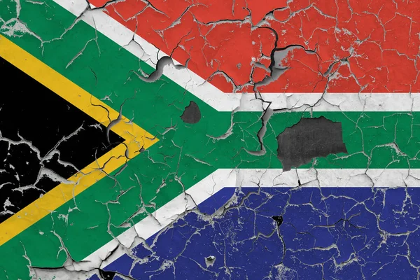 Vlajka Jižní Afriky Starém Kamenné Zdi Pozadí — Stock fotografie