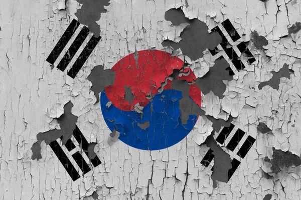 Flag South Korea Old Stone Wall Background — Stock Photo, Image