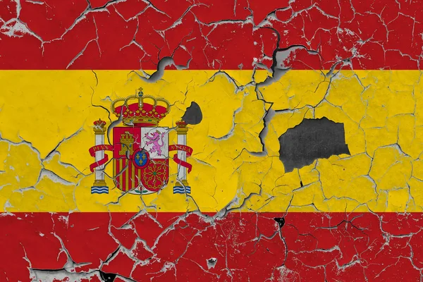 Bandiera Della Spagna Vecchio Sfondo Muro Pietra — Foto Stock