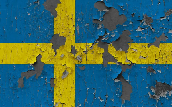 Bandiera Della Svezia Vecchio Sfondo Muro Pietra — Foto Stock