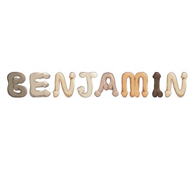 Benjamin adı erkek üreme organı olarak biçimlendirilmiş harflerle partiler için bir dekorasyon olarak kullanılıyor.