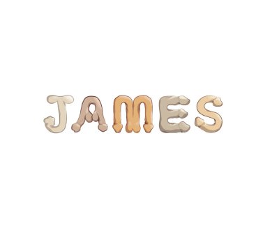 Erkek üreme organları olarak biçimlendirilmiş mektuplardaki James ismi partiler için bir dekorasyon olarak kullanılıyor.