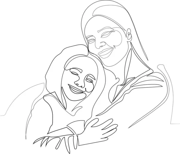 Lachende moeder en dochter — Stockvector