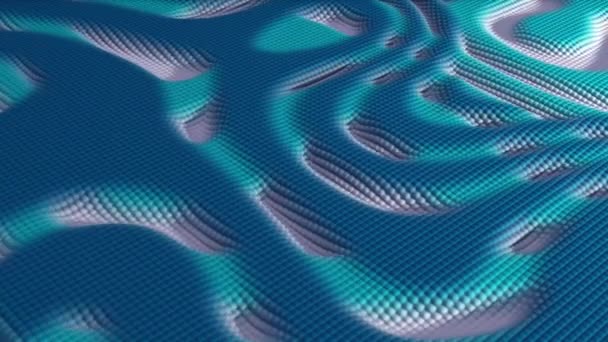 彩色粒子在波浪运动中上下移动的3D动画 无缝循环动画 Cg渲染 高质量的4K镜头 — 图库视频影像