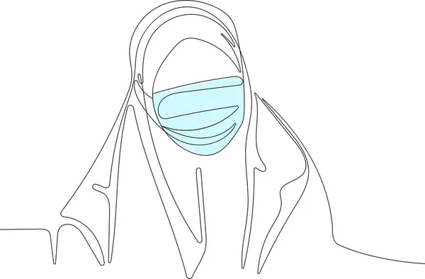 Asiatique musulmane portant hijab et masque médical — Image vectorielle