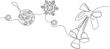Aralıksız tek satır çizilmiş noel sembolleri