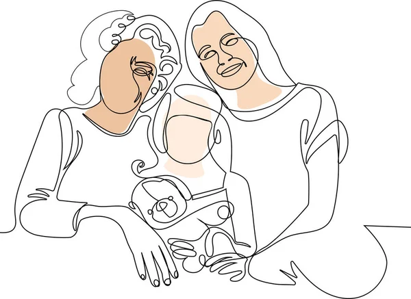 Szczęśliwy rodzinny portret matek — Wektor stockowy