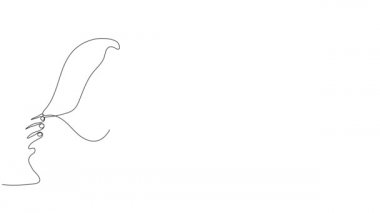 Mutlu anne ve küçük kızın sürekli çizgi çizimi.