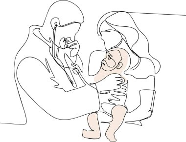 Üniformalı ve kasklı bir mühendis çizimi.