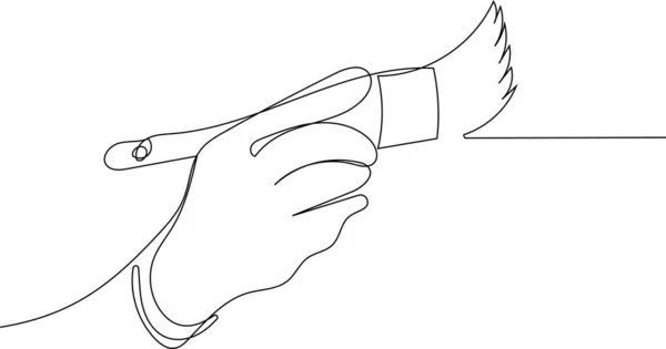 Ανθρώπινο χέρι κρατά πινέλα χρώμα με μπογιές — Διανυσματικό Αρχείο