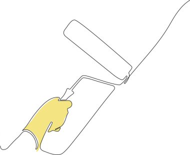 İnsan eli boya fırçalarını boya kutusuyla tutar.