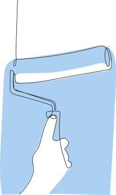 İnsan eli boya silindiri tutuyor. Vektör illüstrasyonu