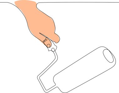 İnsan eli boya silindiri tutuyor. Vektör illüstrasyonu