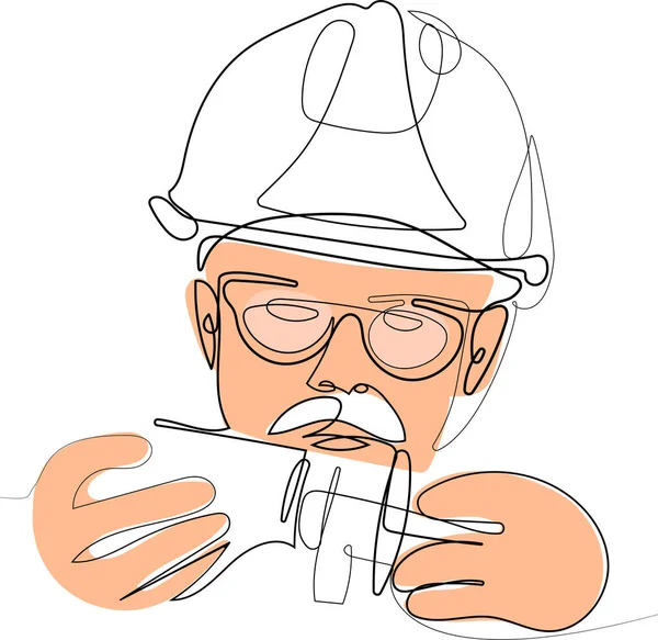 Close-up the industrial engineer wearing glasses — Stok Vektör