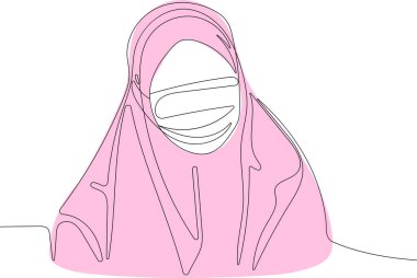 Türban ve tıbbi maske takan Asyalı Müslüman kadın