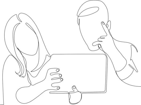 Hombre y mujer haciendo preguntas — Vector de stock