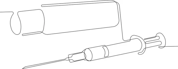 Kontinuierliche Einzeiligkeitszeichnung Von Medizin Arzt Und Impfstoffdosis Grippeschutzspritze Labor Mikrobiologie — Stockvektor